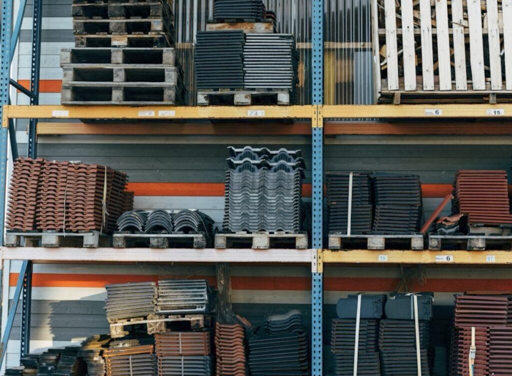 Roofing materials stacked